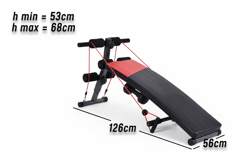 PANCA ADDOMINALI AB SIT up BENCH REGOLABILE PALESTRA ELASTICI MULTIPOSIZIONE