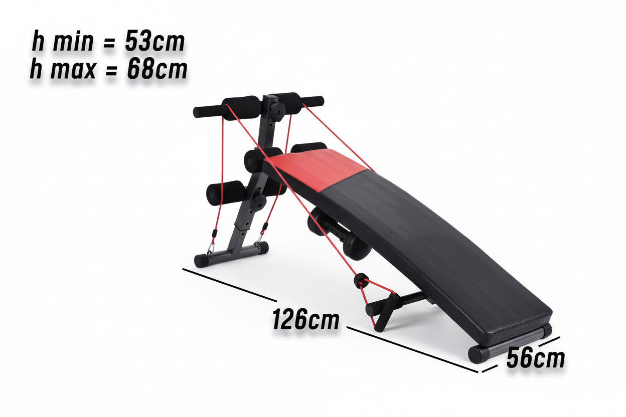 PANCA ADDOMINALI AB SIT up BENCH REGOLABILE PALESTRA ELASTICI MULTIPOSIZIONE