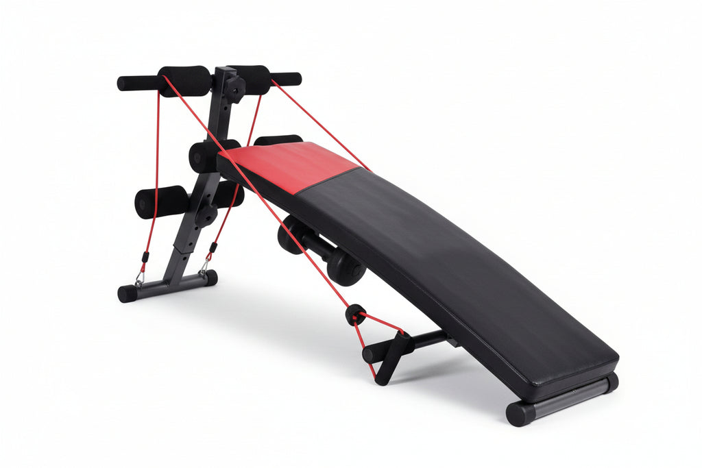 PANCA ADDOMINALI AB SIT up BENCH REGOLABILE PALESTRA ELASTICI MULTIPOSIZIONE