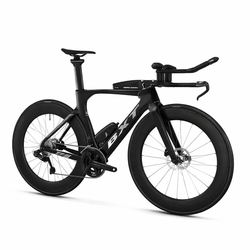 BXT TT-119 Carbon Fiber Triathlon Bike 2x12 Speed with Hydraulic Disc Brakes Di2 and Internal Cabling, 88mm Carbon Wheels
