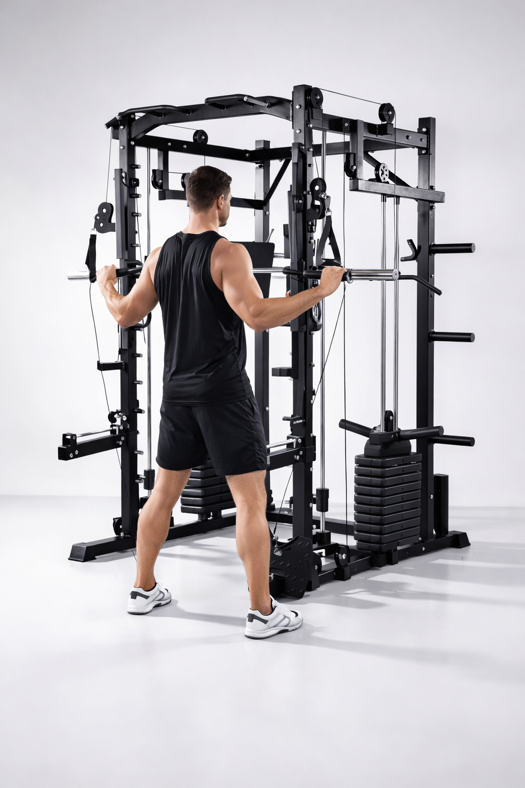 VÆLION Power Cage Multifunzionale 1000 LBS Certificata CE/USA - Stazione Completa Smith Machine + Carrucole + Butterfly | Made in Italy - THERMOLUX  