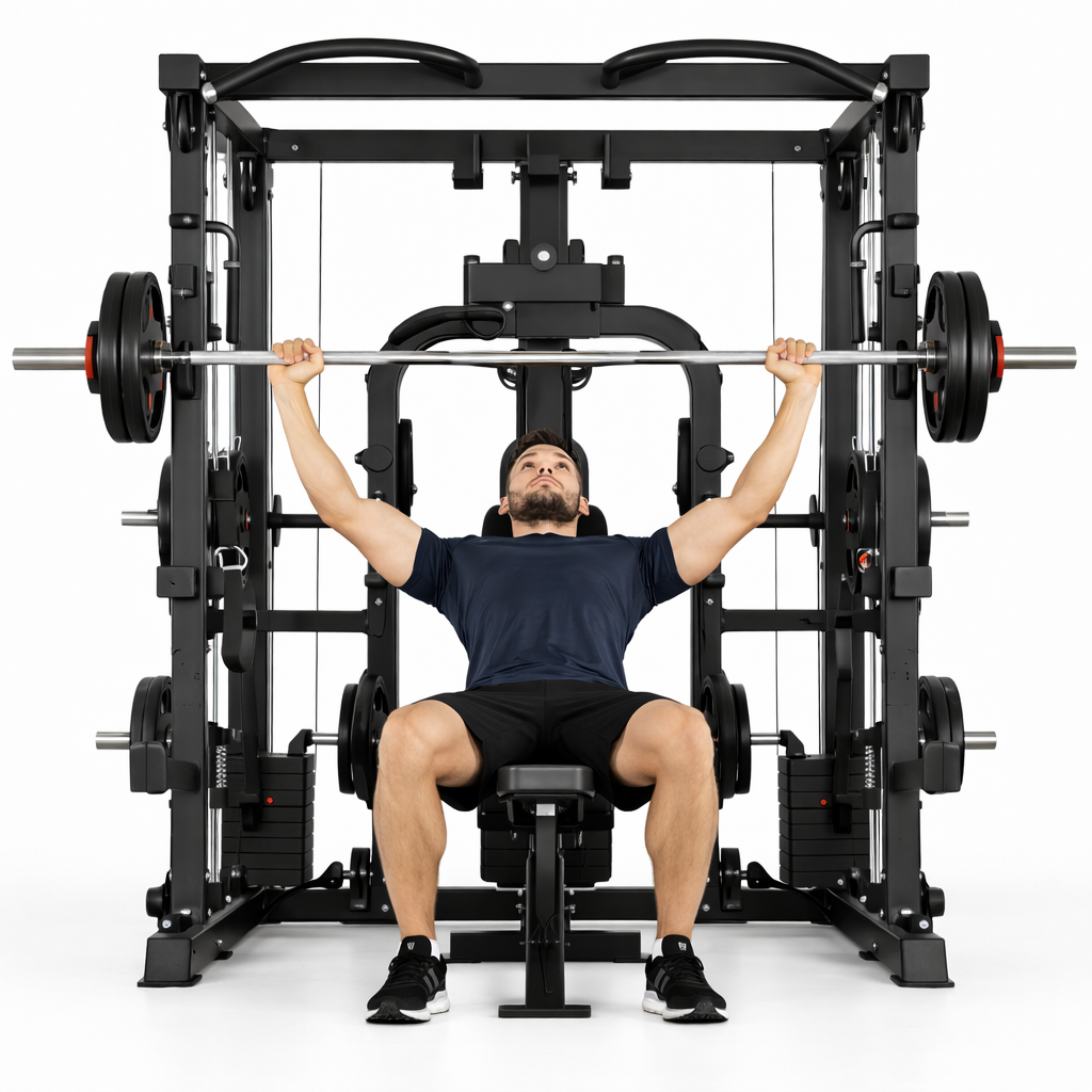 VÆLION Smith Machine Professionale Multifunzione 900 KG Certificata CE/ISO - Stazione Completa Power Rack + Carrucole | Made in Italy - THERMOLUX  