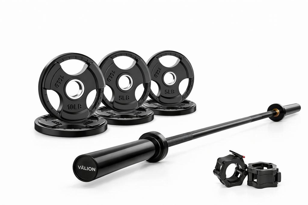 VÆLION® Set Bilanciere Olimpico con Dischi 25-125kg - Barra 120cm/180cm Attrezzatura Sollevamento Pesi - THERMOLUX  