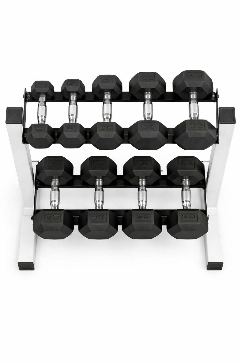 VÆLION® Set Manubri Esagonali 68kg con Rack 2 Livelli - 5 Coppie Professionali - THERMOLUX  