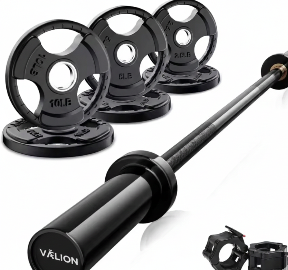VÆLION® Set Bilanciere Olimpico con Dischi 25-125kg - Barra 120cm/180cm Attrezzatura Sollevamento Pesi - THERMOLUX  