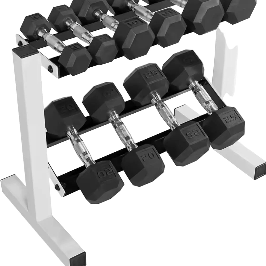 VÆLION® Set Manubri Esagonali 68kg con Rack 2 Livelli - 5 Coppie Professionali - THERMOLUX  