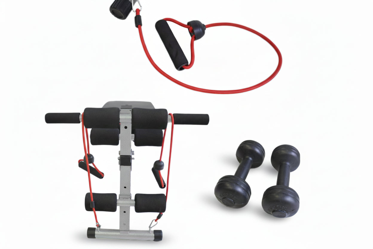 PANCA ADDOMINALI AB SIT up BENCH REGOLABILE PALESTRA ELASTICI MULTIPOSIZIONE