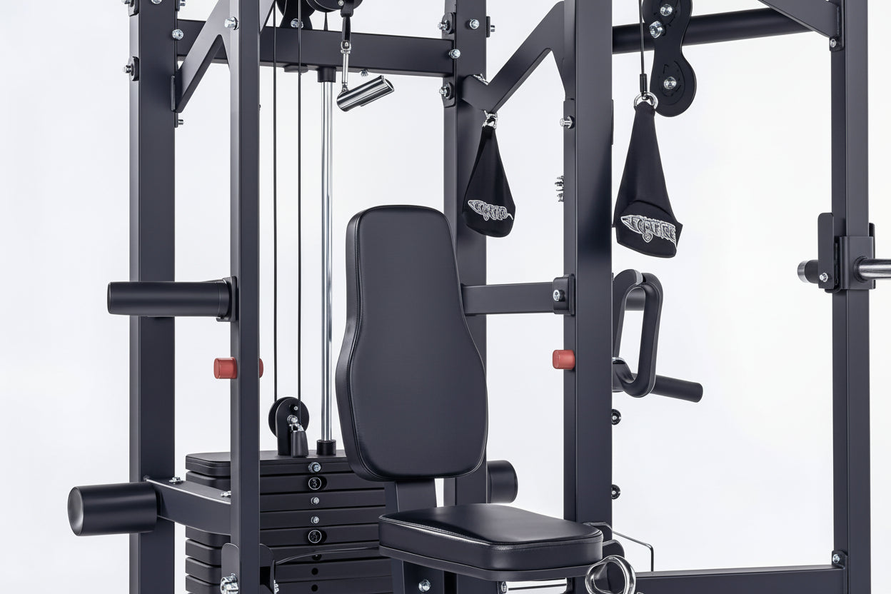 VÆLION Power Cage Multifunzionale 1000 LBS Certificata CE/USA - Stazione Completa Smith Machine + Carrucole + Butterfly | Made in Italy - THERMOLUX  