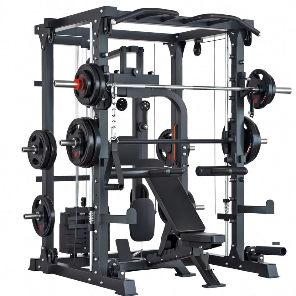 VÆLION Smith Machine Professionale Multifunzione 900 KG Certificata CE/ISO - Stazione Completa Power Rack + Carrucole | Made in Italy - THERMOLUX  
