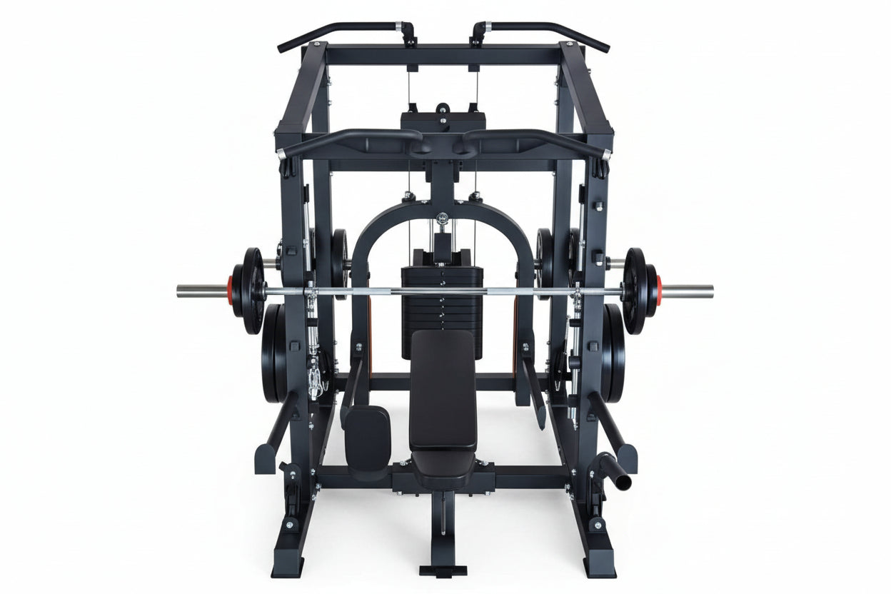 VÆLION Smith Machine Professionale Multifunzione 900 KG Certificata CE/ISO - Stazione Completa Power Rack + Carrucole | Made in Italy - THERMOLUX  